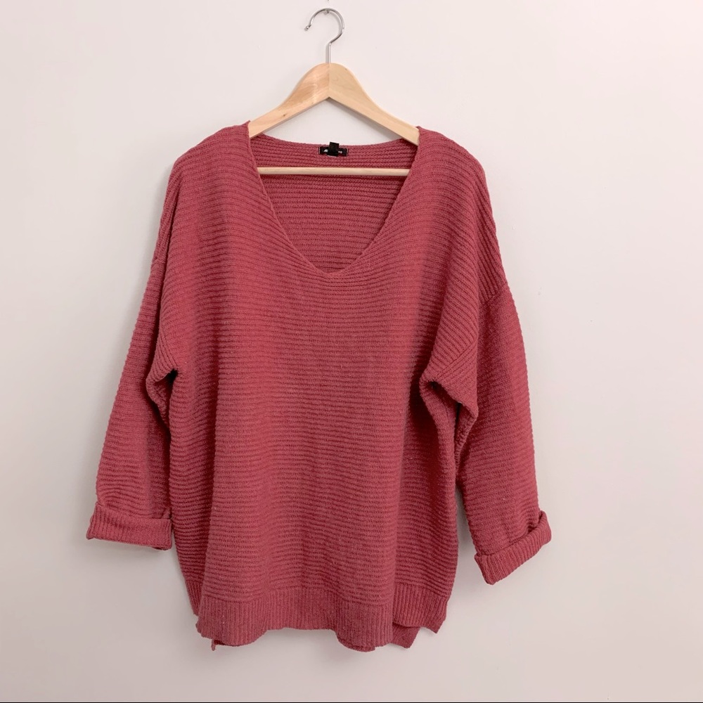 Rose Pink Cozy Ribbed Sweater (L-XL)